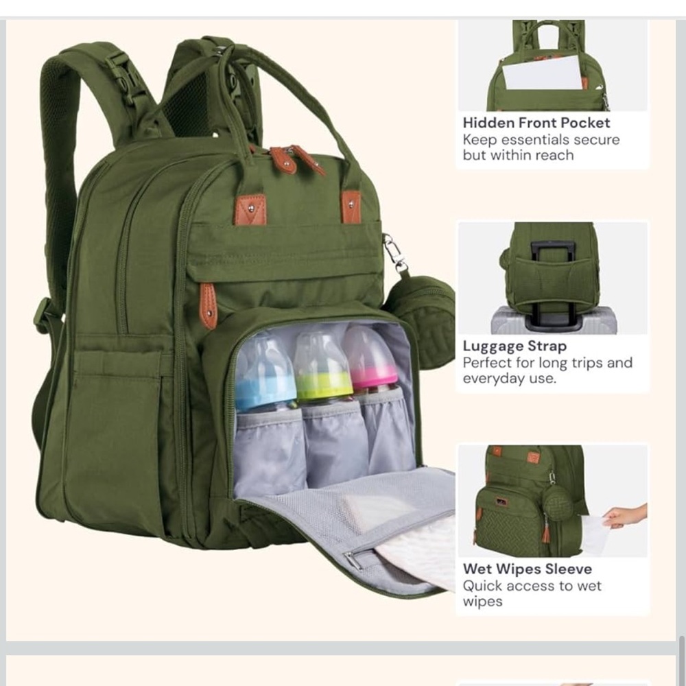 BabbleRoo Extra Large Diaper Bag Backpack - Picture 4 of 5